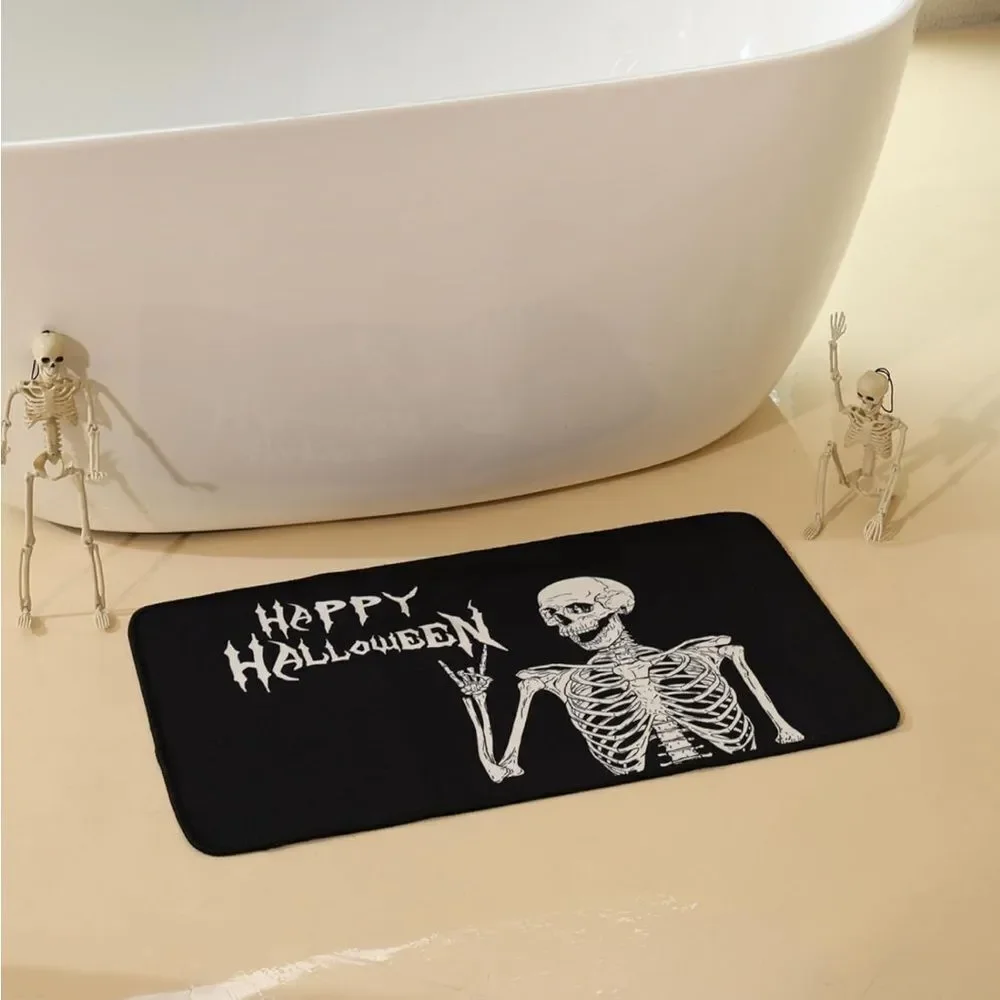 Skull Halloween Bath Mat - Soft Non-Slip Bath Mat Absorbent Bath Rugs for
